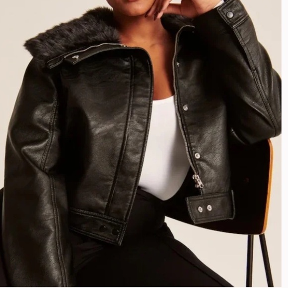 ABERCROMBIE & FITCH | VEGAN LEATHER JACKET - Picture 3 of 14